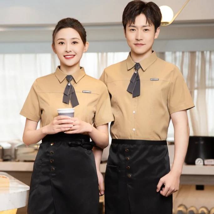 ชุดพนักงานเสริฟสีส้ม ชุดพนักงานร้านไอศครีม ชุดพนักงานร้านกาแฟ ชุดพนักงานเสริฟ