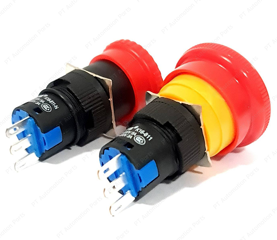 สวิตช์หยุดฉุกเฉิน สวิตช์หัวเห็ด TAYB K16-811 K16-811-N ø16mm 1NO/1NC AC-15-220V 5A/DC-13-220V 3A Emergency Stop Switch Mushroom Button Switch มีให้เลือก 2แบบ