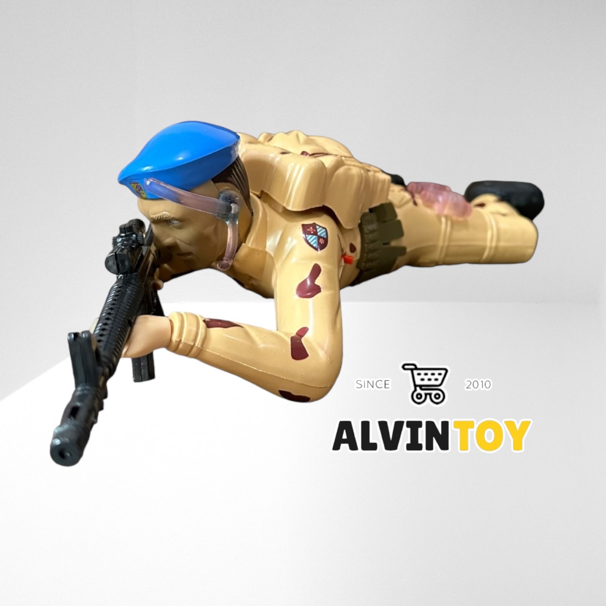 ของเล่นทหารหมอบมีเสียงไฟ ทหารคลานได้ ยิงปืนได้ มีเสียงมีไฟ