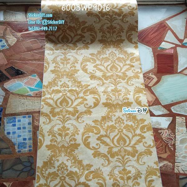 (กว้าง45cm.xยาว10m.)Wallpaper sticker วอลเปเปอร์แบบกาวในตัว ลายหลุยส์ สไตล์T