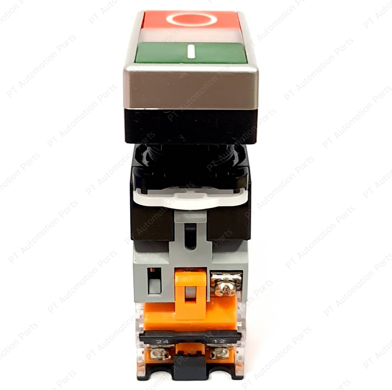 Double Push Button Switch LA38-11D/RG Self Reset Green/Red Start Stop ø22mm 10A 440V 1NO/1NC สวิตช์ปุ่มกด กดติดปล่อยดับ 2ปุ่มในตัวเดียว สีเขียว สีแดง มีไฟแสดงสถานะ LED
