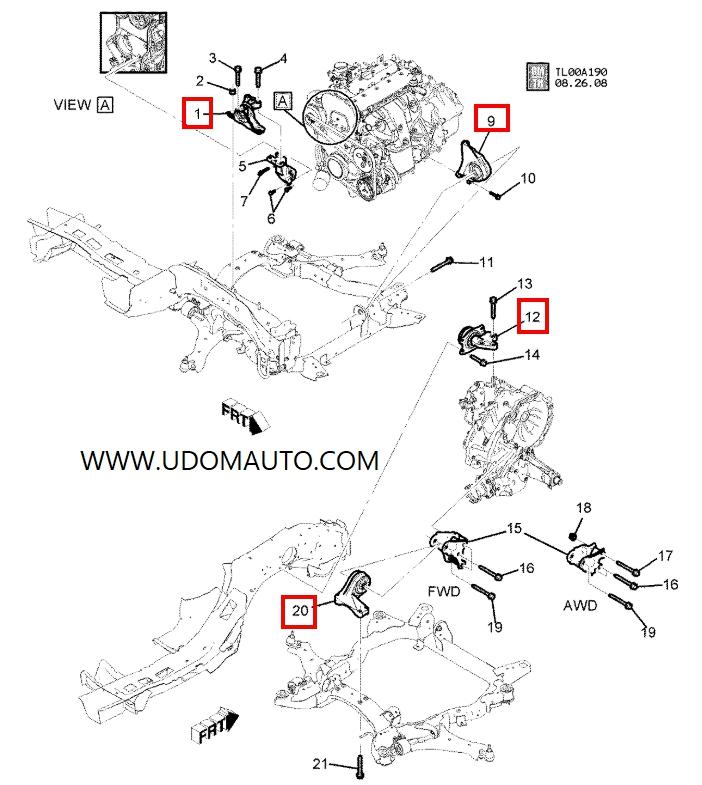 ชุดเปลี่ยนยางแท่นเครื่อง,แท่นเกียร์ CHEVROLET CAPTIVA 2.0 ดีเซล เชฟโรเลต แคปติวา 2.0 ดีเซล C100 ปี 2007-2011 ( 1 ชุด = 4 ตัว )