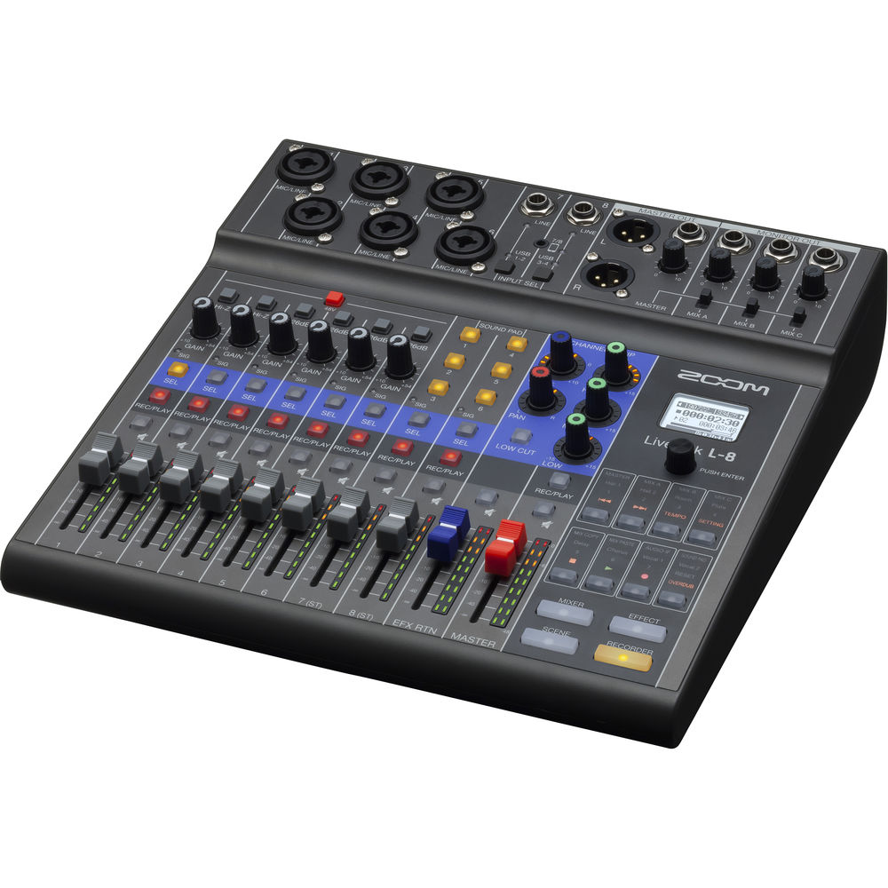 Zoom LiveTrak L-8 *ของแท้รับประกัน1ปี* เครื่องบันทึกเสียงมัลติแทร็ก /ดิจิตอลมิกเซอร์ Portable 8-Channel Digital Mixer and Multitrack Recorder