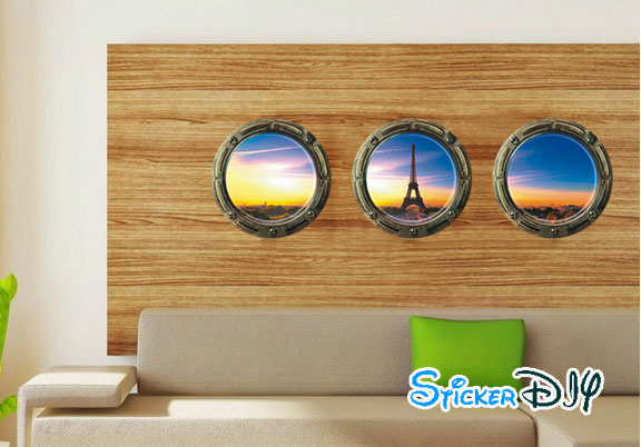 Wall sticker สติ๊กเกอร์ติดผนัง 3D Eiffel Tower สไตล์ A (Freesize)