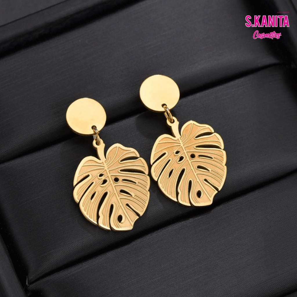 ต่างหู ใบไม้ Leaves Stainless Steel Earrings (SKU-05950)
