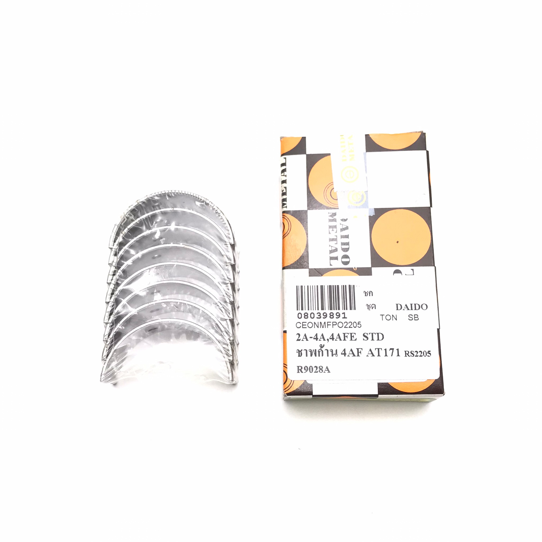 (1 กล่อง) ชาร์ปก้าน TOYOTA 2A / 4A / 4A-FE / 4AF / AT171 โตโยต้า เบอร์ R9028A / SIZE (STD) ยี่ห้อ DAIDO MADE IN JAPAN (Conrod bearing)