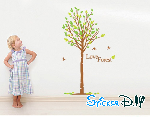 Transparent wall sticker สติ๊กเกอร์ติดผนัง ต้นไม้ Love Forest (กว้าง85cm.xสูง150cm.)