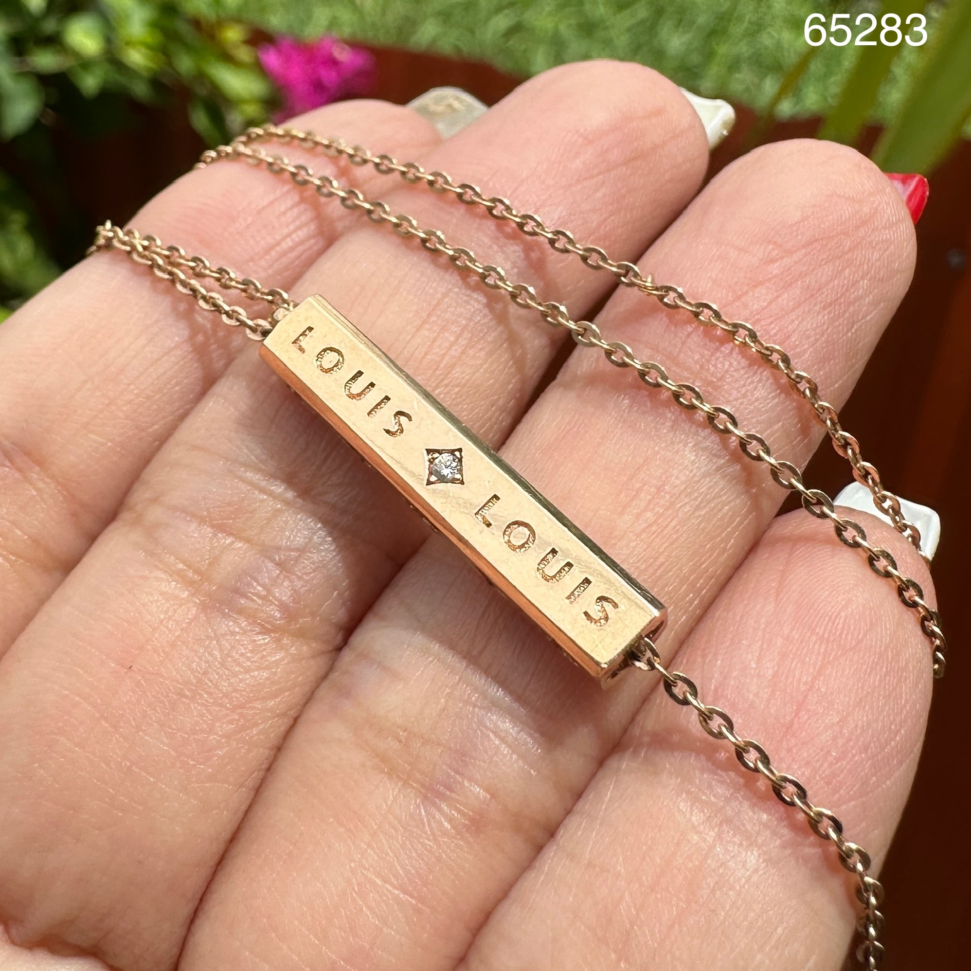 รหัส 65283 สร้อยคอ LOUIS อิตาลี750 ทอง18K + จี้ ฝังพลอยขาว ความยาว 32 นิ้ว สวมหัวได้ นน. 9.42 g