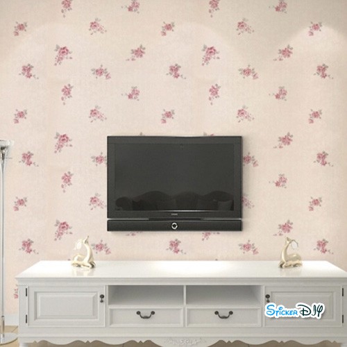 (กว้าง45cm.xยาว10m.)Wallpaper sticker วอลเปเปอร์แบบกาวในตัว Flower สไตล์O