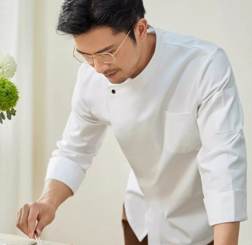 ชุดเชฟผ้าฝ้ายไซส์ใหญ่พิเศษแขนยาว ชุดเชฟครัวโรงแรม เชฟอ้วนพลัส