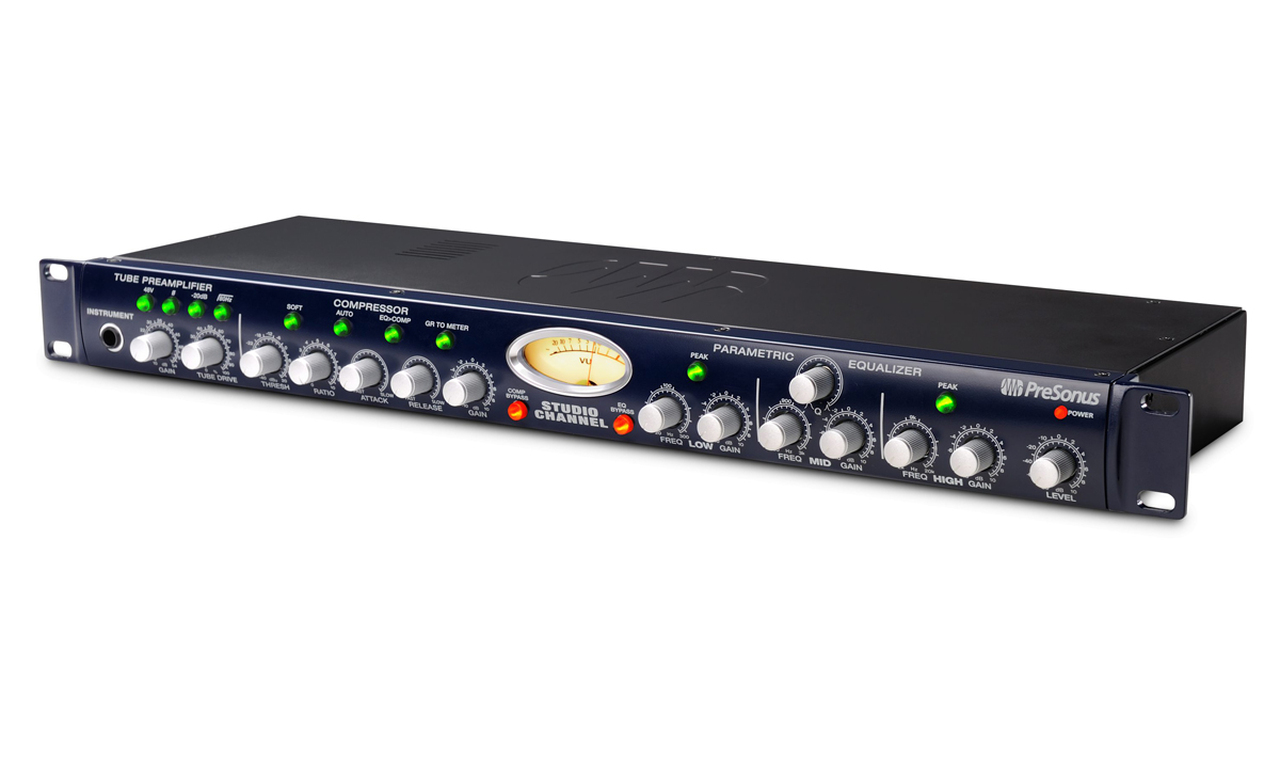 PreSonus Studio Channel ปรีไมค์ 1 แชนเนล แบบหลอด 12AX7, พร้อม Compressor, 3-band parametric EQ ฯลฯ รับประกัน 1 ปี