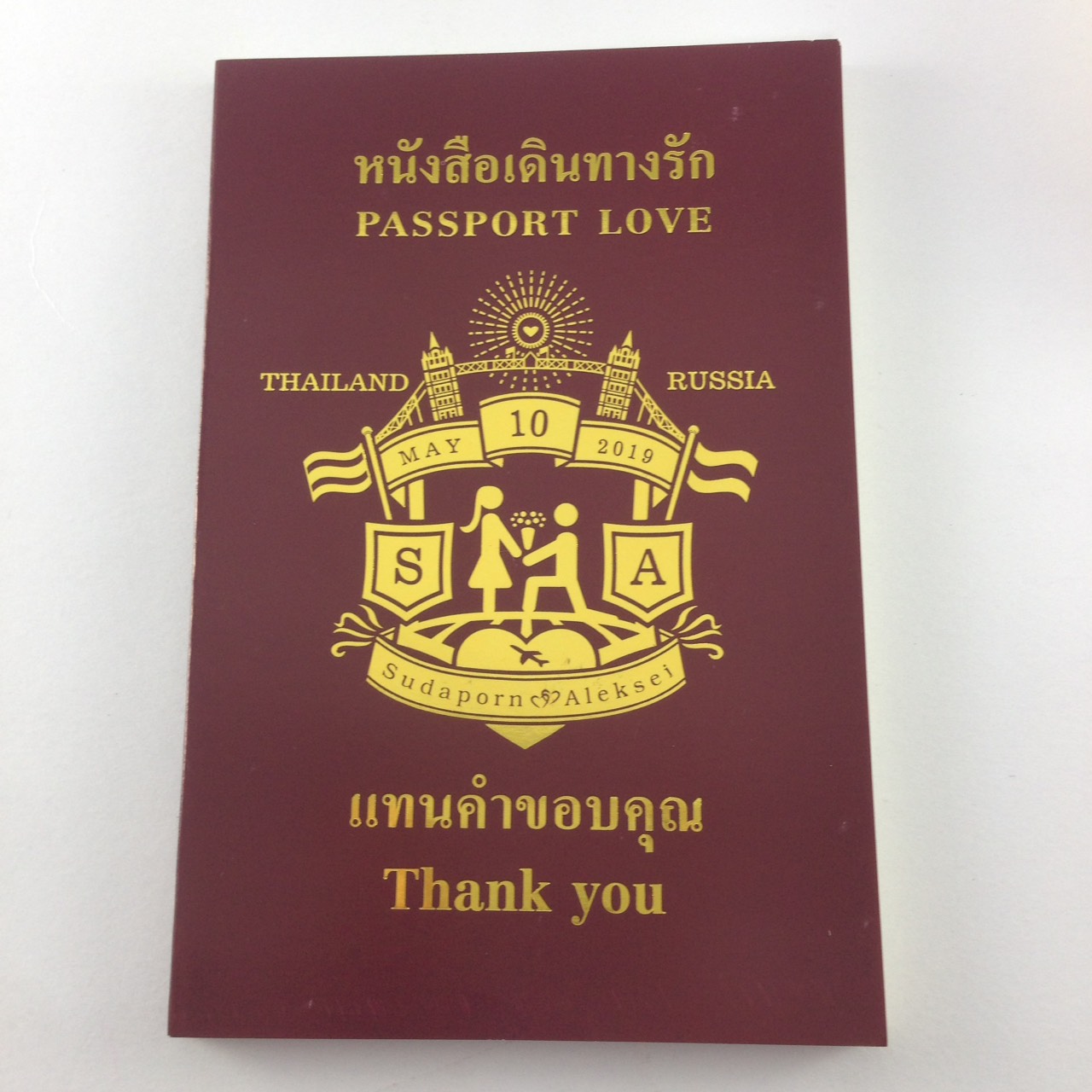สมุดโน๊ต passport love ปั้มทองออกแบบได้ ผูกโบว์