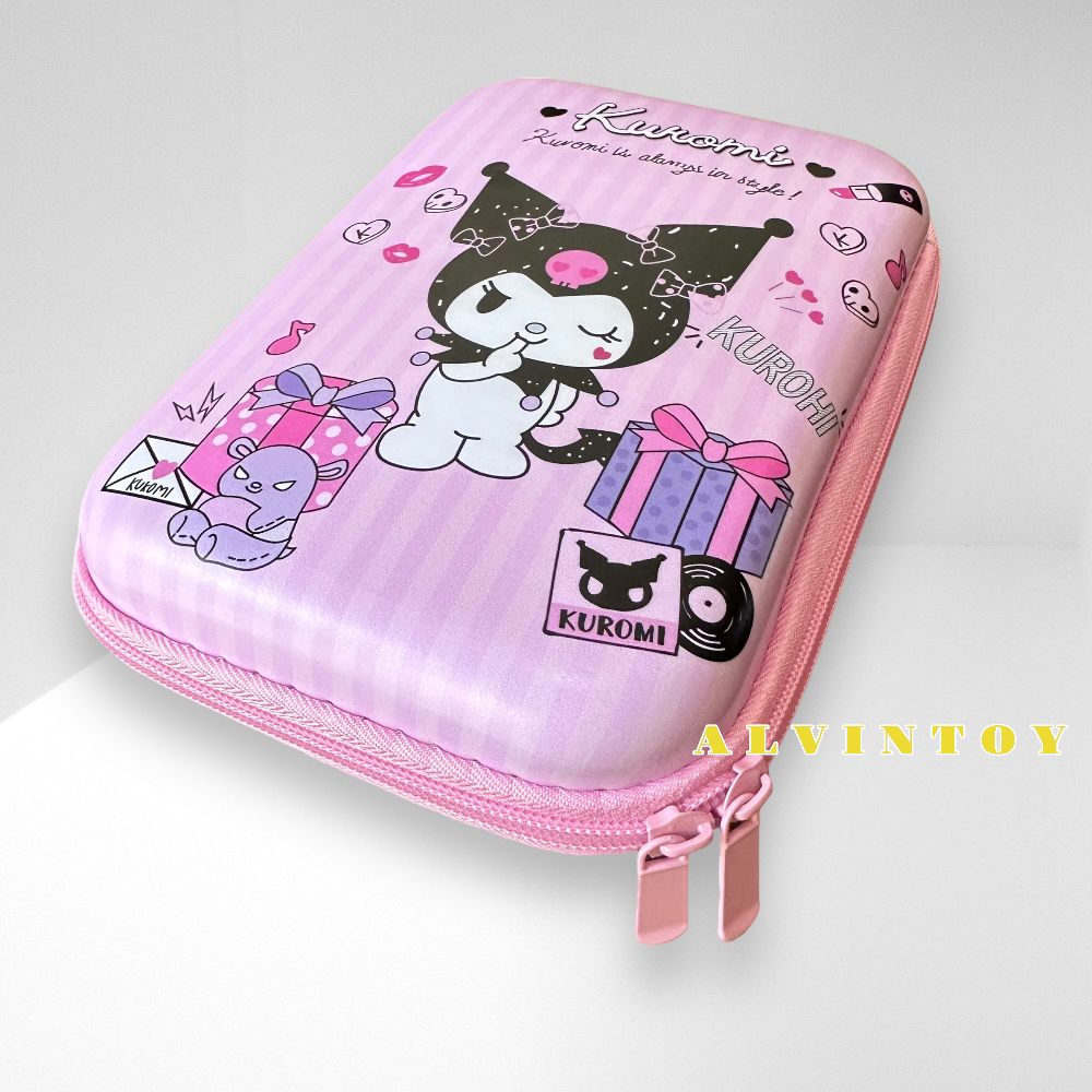 กระเป๋าดินสอไฟเบอร์ซิปรอบ Kuromi คุโรมิ
