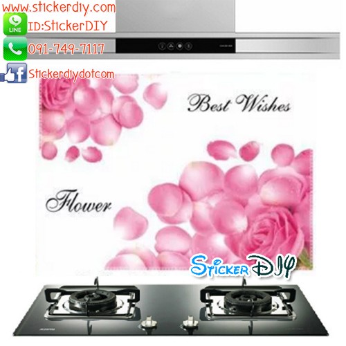 Aluminium Foil Sticker สติ๊กเกอร์อลูมิเนียม Best wishes flower (กว้าง90cm.xสูง60cm.)