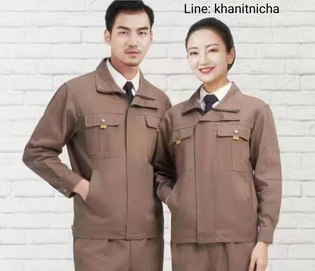 ชุดช่างผ้าฝ้ายแท้ ชุดป้องกันแรงงาน มีแถบสะท้อนแสง ชุดช่าง ชุดช่างเชื่อมโรงงาน สีกากี สีฟ้า