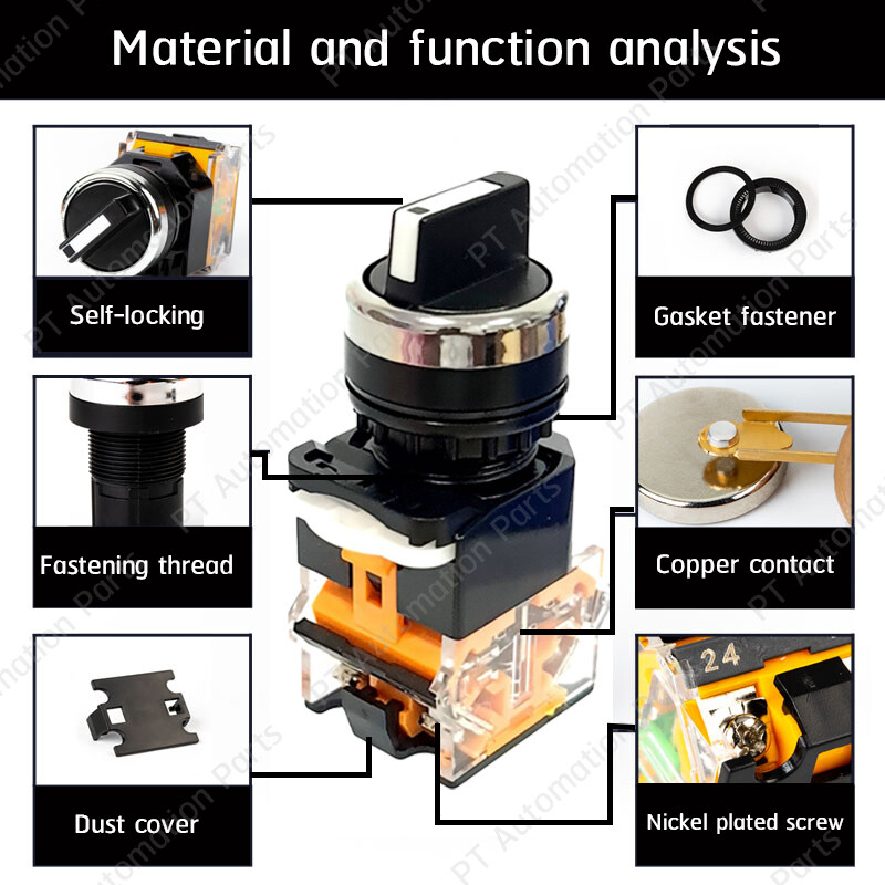 Selector Switch LA38-11X2 LA38-20X3 10A 440V 2-Pisition 3-Pisition ซีเล็คเตอร์สวิตช์ แบบบิดล็อค 2จังหวะ 3จังหวะ ø22mm