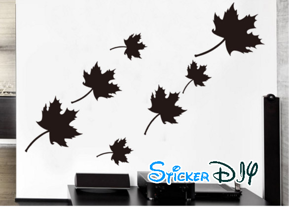 Transparent wall sticker สติ๊กเกอร์ติดผนัง ใบเมเปิลสีดำ (กว้าง120cm.xสูง70cm.)