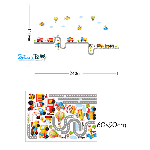 Transparent wall sticker สติ๊กเกอร์ติดผนัง ยานพาหนะ A (กว้าง240cm.xสูง110cm.)