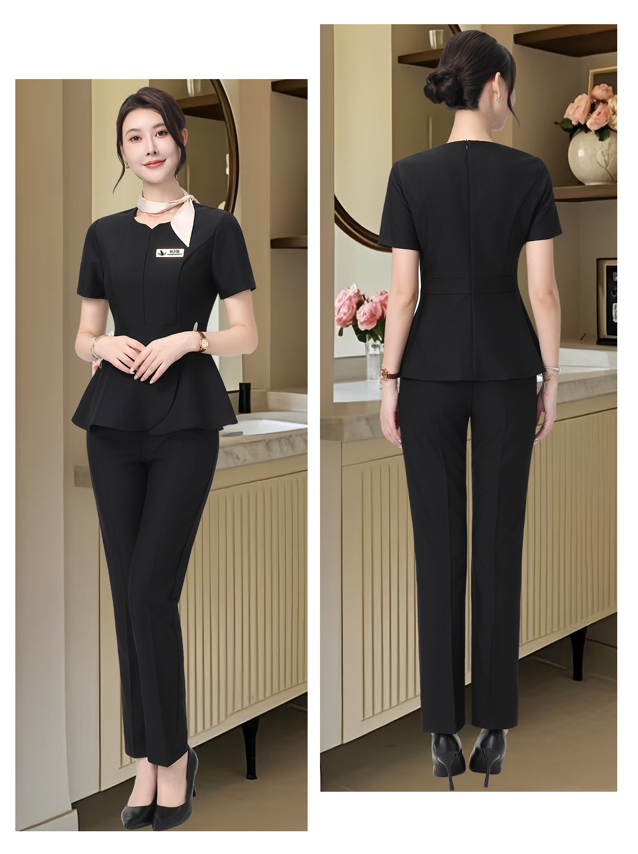 ชุดคลินิกความงาม ชุดพนักงานต้อนรับ ชุดร้านนวดสปา ชุดฟอร์ม ระดับไฮเอนด์