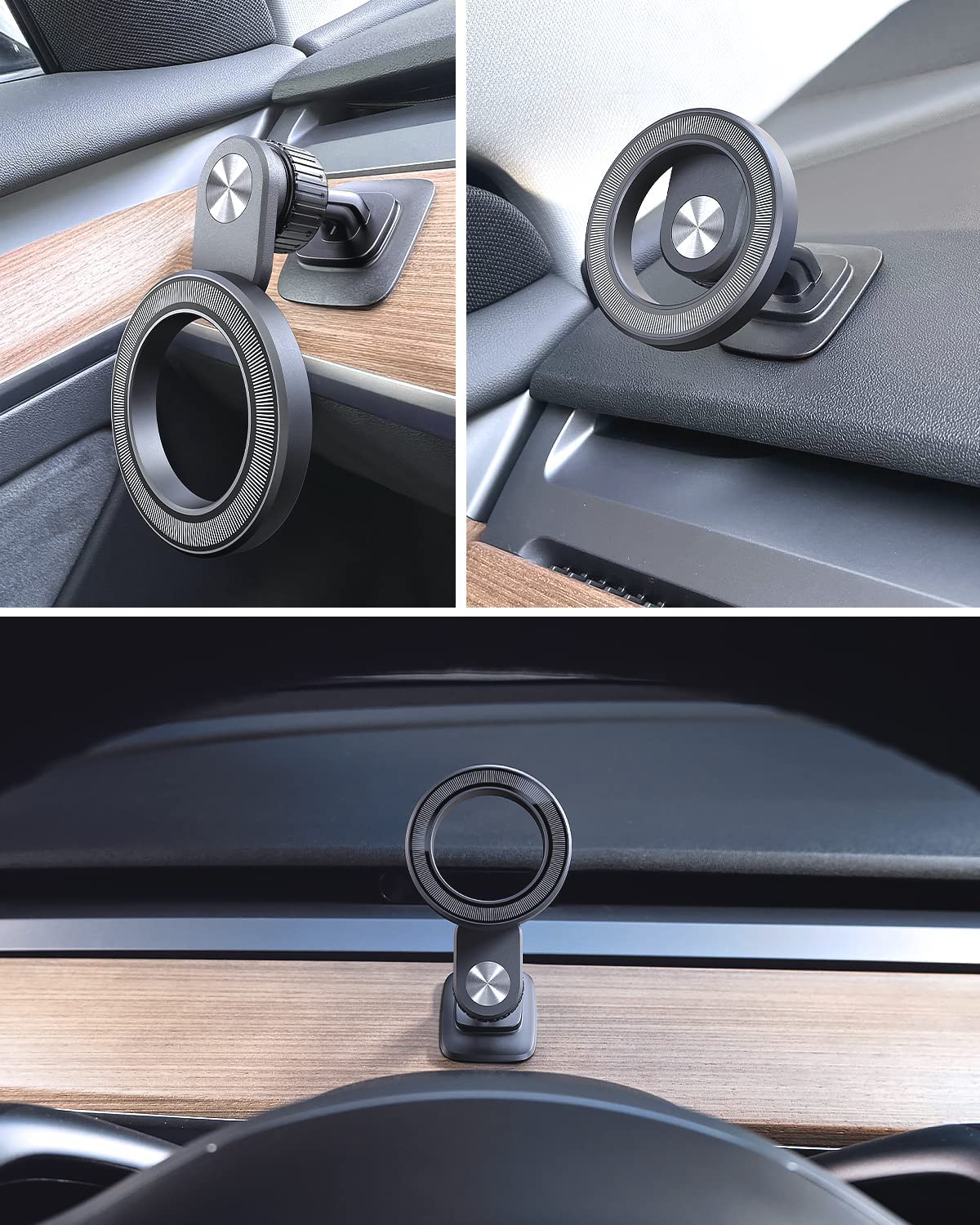 OQTIQ for MagSafe Phone Mount Magnetic Phone Holder for Tesla model 3 Y Car Dash Mount Phone Holder Fit Curved Surface Flexible Rotation