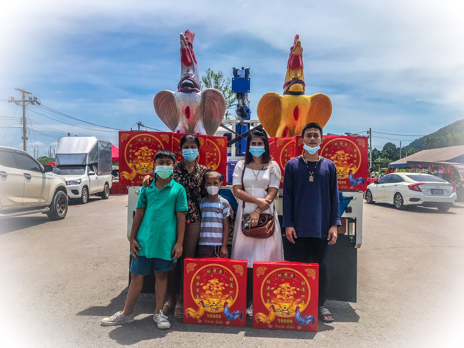 ไก่ปูนปั้นแก้บน-ถวายขอพรตาไข่วัดเจดีย์ ขนาด1.7เมตร