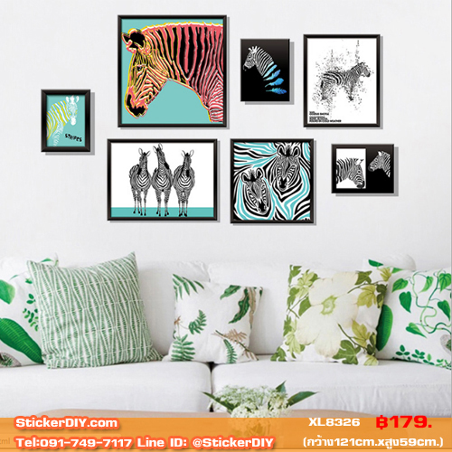 Transparent wall sticker สติ๊กเกอร์ติดผนังกรอบรูป ZEBRA XL8326 (กว้าง121cm.xสูง59cm.)