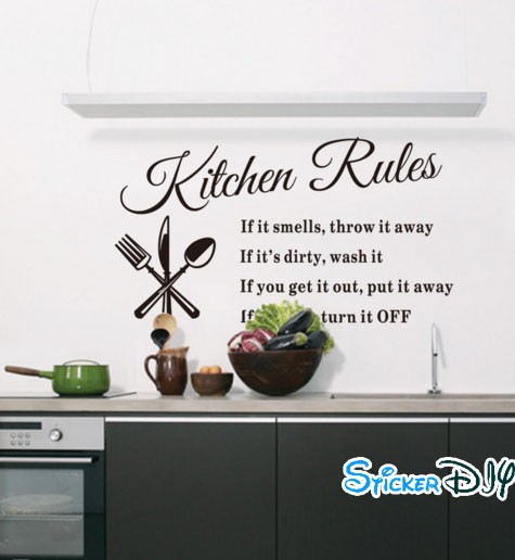 Vinyl wall sticker สติ๊กเกอร์ติดผนัง Kitchen Rules (กว้าง60cm.xสูง40cm.)