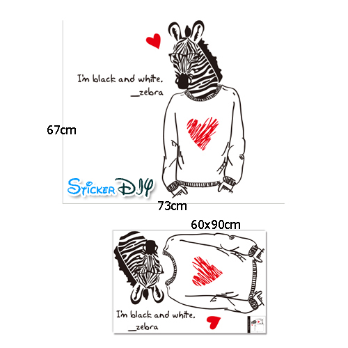 Transparent wall sticker สติ๊กเกอร์ติดผนัง I'm zebra (กว้าง73cm.xสูง67cm.)