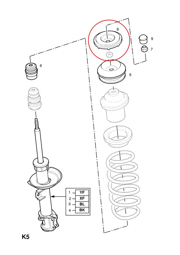 แหวนรองเบ้า โช๊คอัพหน้า CHEVROLET ZAFIRA ( ราคาต่อ 1 ชิ้น)