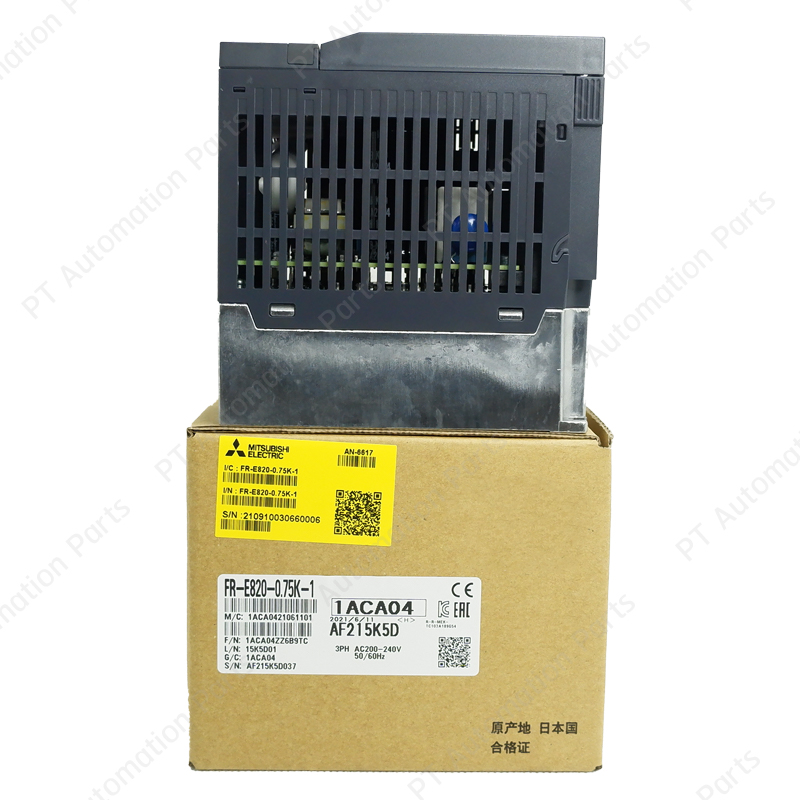 Mitsubishi FR-E820-0.75K-1 Inverter 0.75KW 1HP Input 3-Phase 200-240VAC Output 3-Phase 200-240VAC 0.2-590Hz E800 Series อินเวอร์เตอร์ มิตซูบิชิ เครื่องควบคุมความเร็วรอบมอเตอร์ สำหรับมอเตอร์ 1 แรงม้า