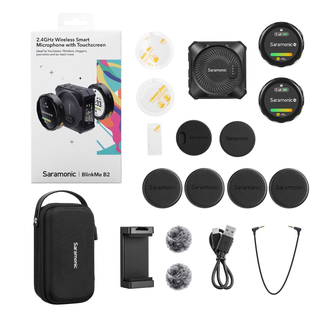 Saramonic Blink Me B2 *ของแท้รับประกัน 2ปี* ไมค์ไร้สาย Clip-On 2 Person Wireless Microphone System, Touchscreens & Recording