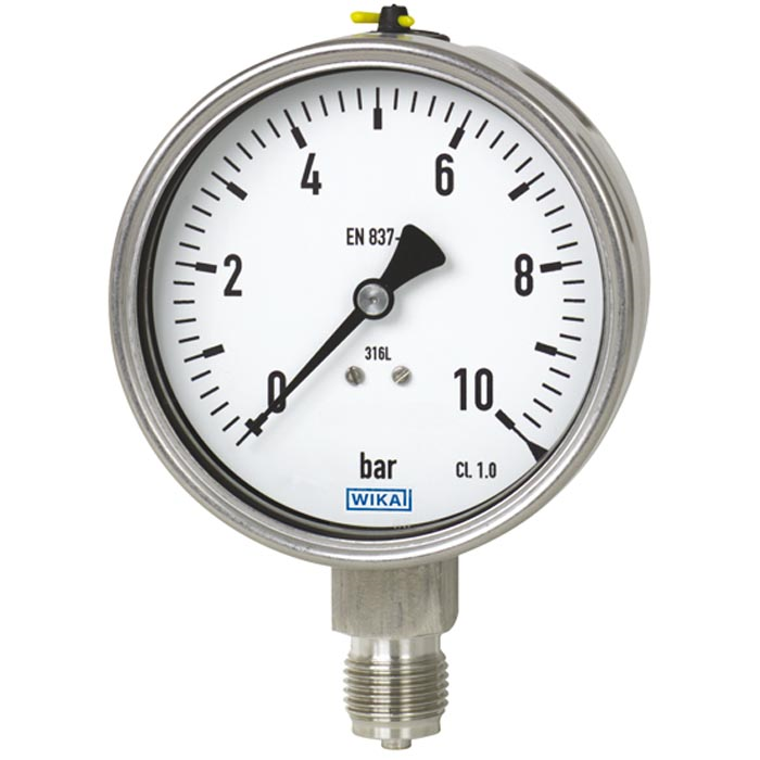 WIKA Bourdon tube pressure gauge, stainless steel