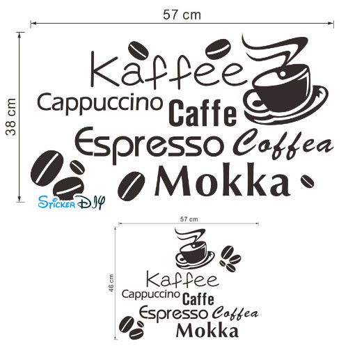 Vinyl wall sticker สติ๊กเกอร์ติดผนัง Coffee สไตล์I สีขาว (กว้าง57cm.xสูง38cm.)