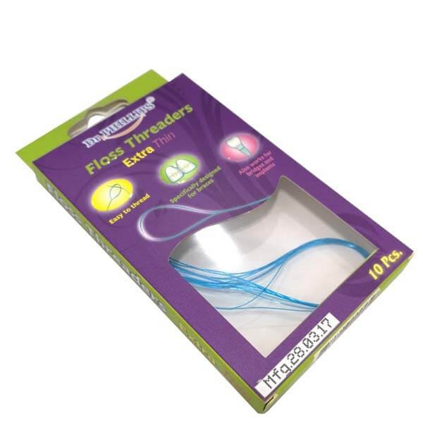 Floss Threaders Extra Thin 10 ชิ้น ตัวนำร่องไหม ยืดหยุ่นและบาง สามารถซอกซอนเข้าซอกฟันได้ดี