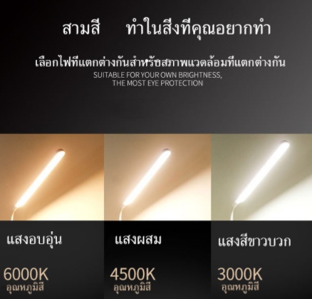 โคมไฟอ่านหนังสือ โคมไฟตั้งโต๊ะ LED (สไตล์ญี่ปุ่น) โคมไฟมีแบตในตัว ปรับได้ 3 ระดับ รี่แสงได้