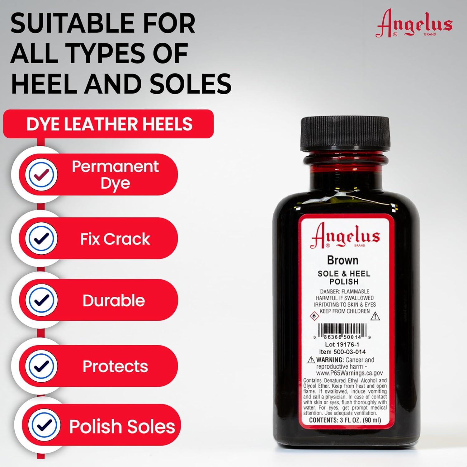 Angelus Leather Sole & Heel Polish น้ำยาขัดพื้น และส้นรองเท้า 3 oz.