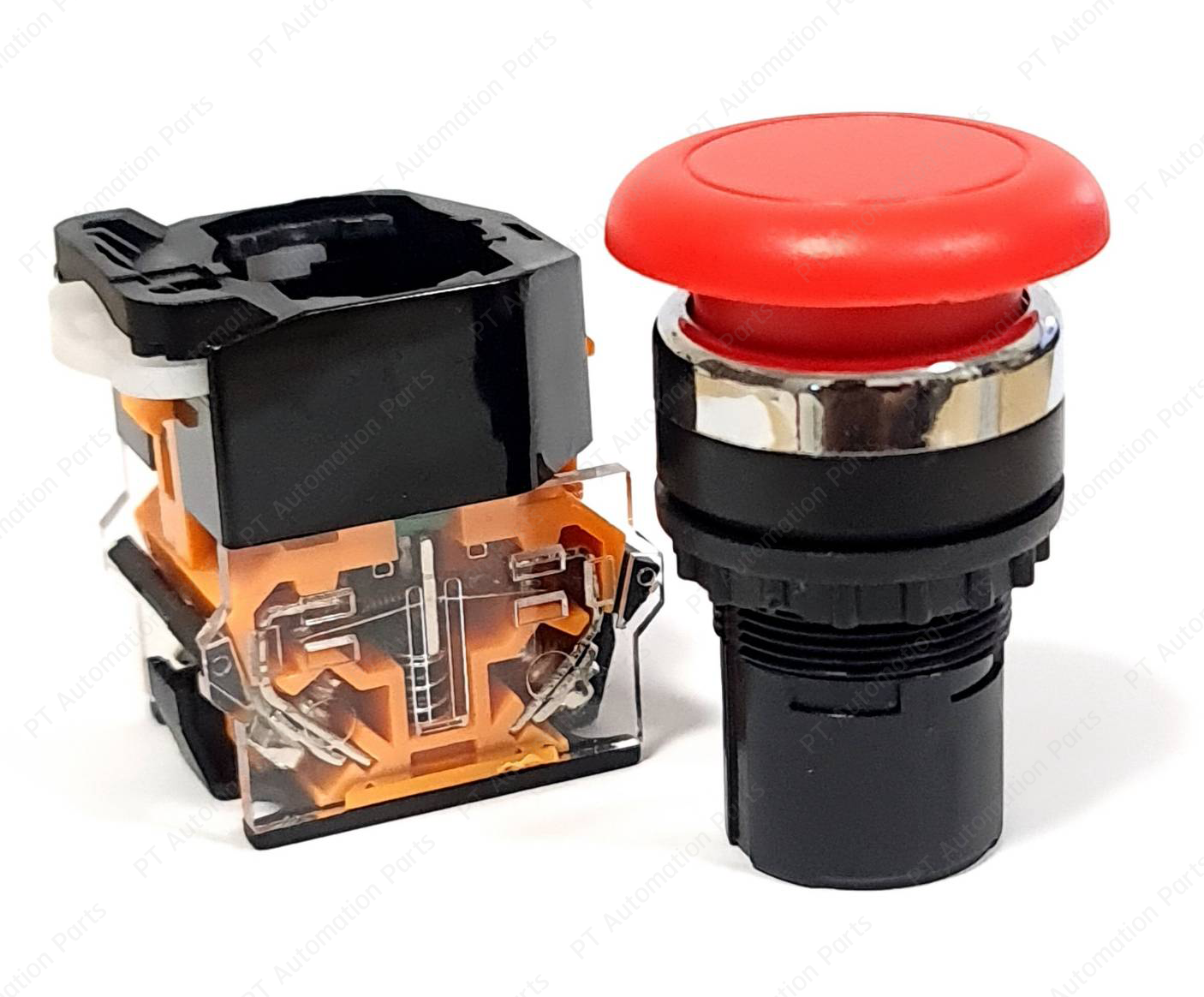 Mushroom Push Button Switch LA38-11M Self Reset ø22mm 10A 440V 1NO/1NC สวิตช์หัวเห็ด สวิตช์ปุ่มกด กดติดปล่อยดับ มีให้เลือก 2แบบ สีเขียว สีแดง