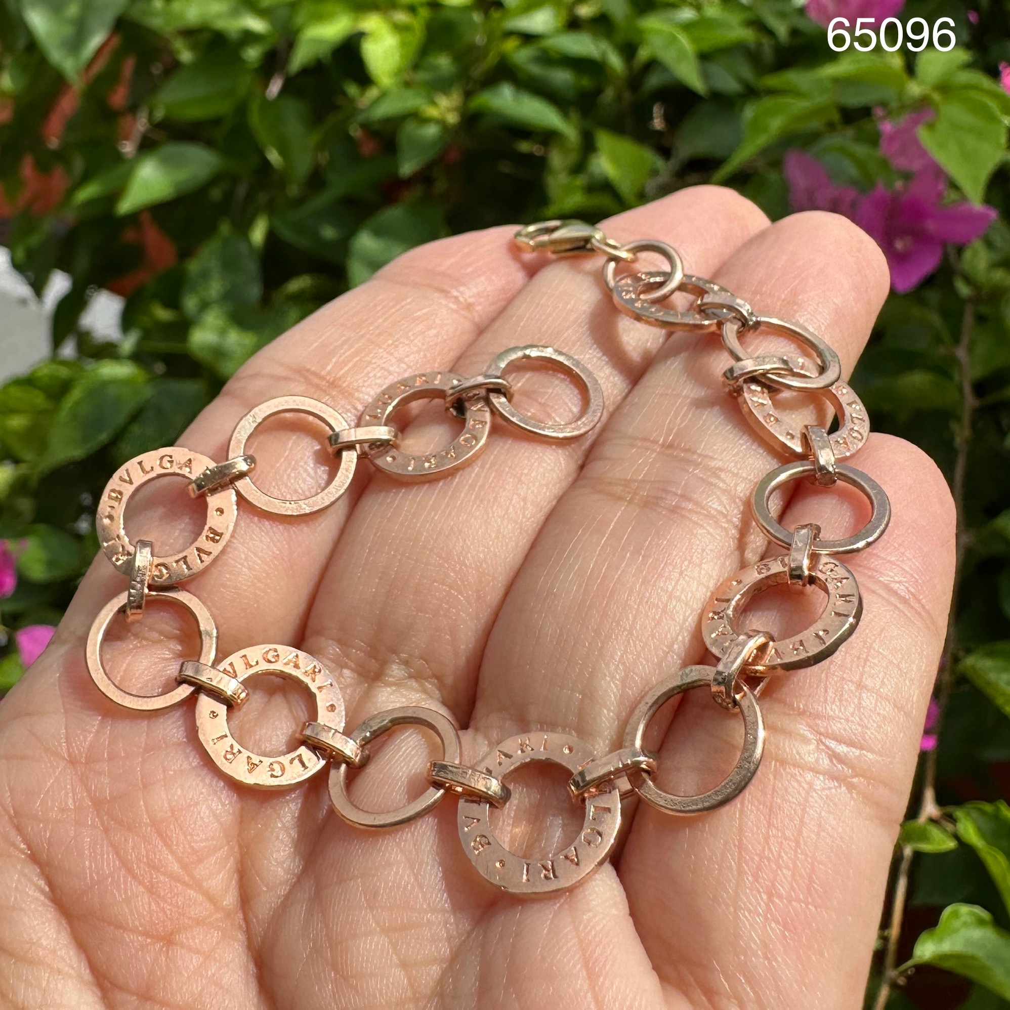 รหัส 65096 สร้อยข้อมือ ทอง9K สี Pink Gold ลายห่วงกลมใหญ่ รอบเส้น ความยาว 17.00 ซม. นน. 10.17 g