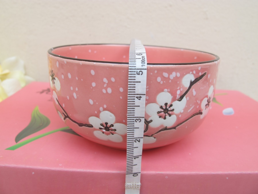 เซตชามพร้อมตะเกียบ 2 ที่ แพ็คกล่องดอกสีชมพู พร้อมถุงหิ้ว