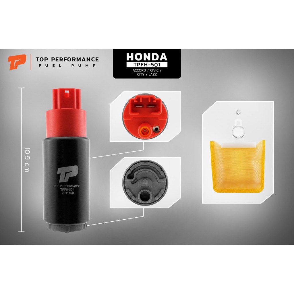 (ประกัน 3 เดือน) TPFH-501 มอเตอร์ ปั๊มติ๊ก HONDA CIVIC / CITY / JAZZ / CRV / ACCORD - TOP PERFORMANCE MADE IN JAPAN - ปั้มติ๊ก ฮอนด้า ซีวิค แจ๊ส (3.0 BAR)