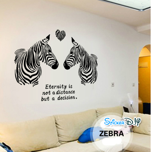 Transparent wall sticker สติ๊กเกอร์ติดผนัง Zebra "Eternity" (กว้าง98cm.xสูง60cm.)