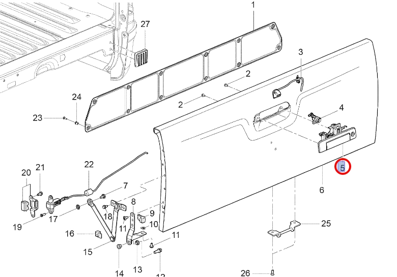 มือเปิดฝาท้าย CHEVROLET COLORADO โคโรลาโด ปี2012 (สีโคมเมียม) /GMแท้