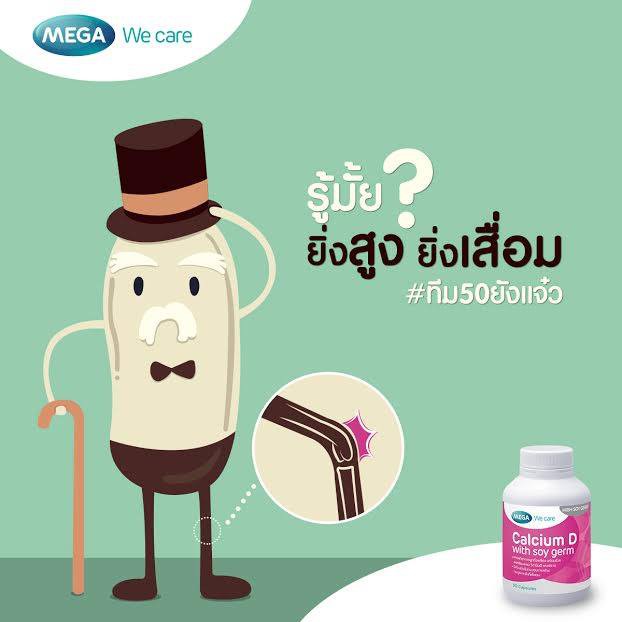 (ซื้อ3 ราคาพิเศษ) MEGA WE CARE CALCIUM D WITH SOY GERM มีจมูกถั่วเหลือง ช่วยปรับฮอร์โมน 35+ปีทานแล้วดีมาก (30 CAPSULES)