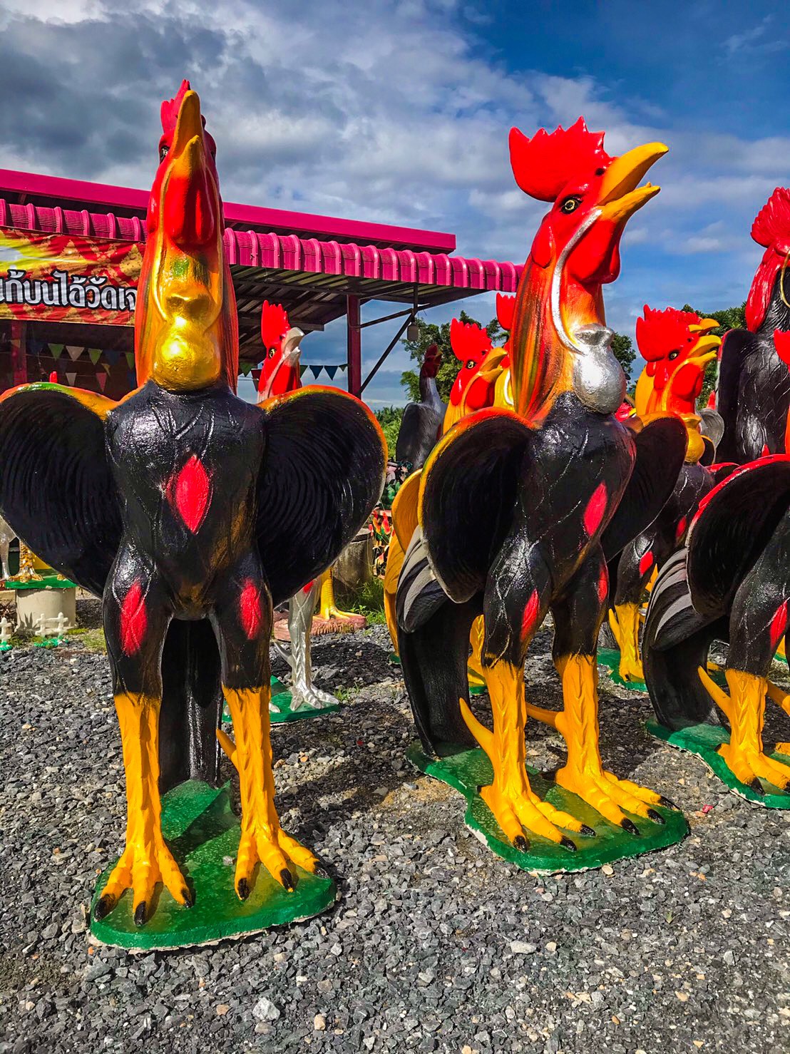 ไก่ปูนปั้นแก้บน-ถวายขอพรตาไข่วัดเจดีย์ ขนาด2 เมตร