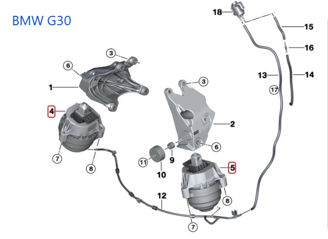 BMW G30 ยางแท่นเครื่อง 520d เครื่อง B47 / BBR Automotive 22116883513 22116883514