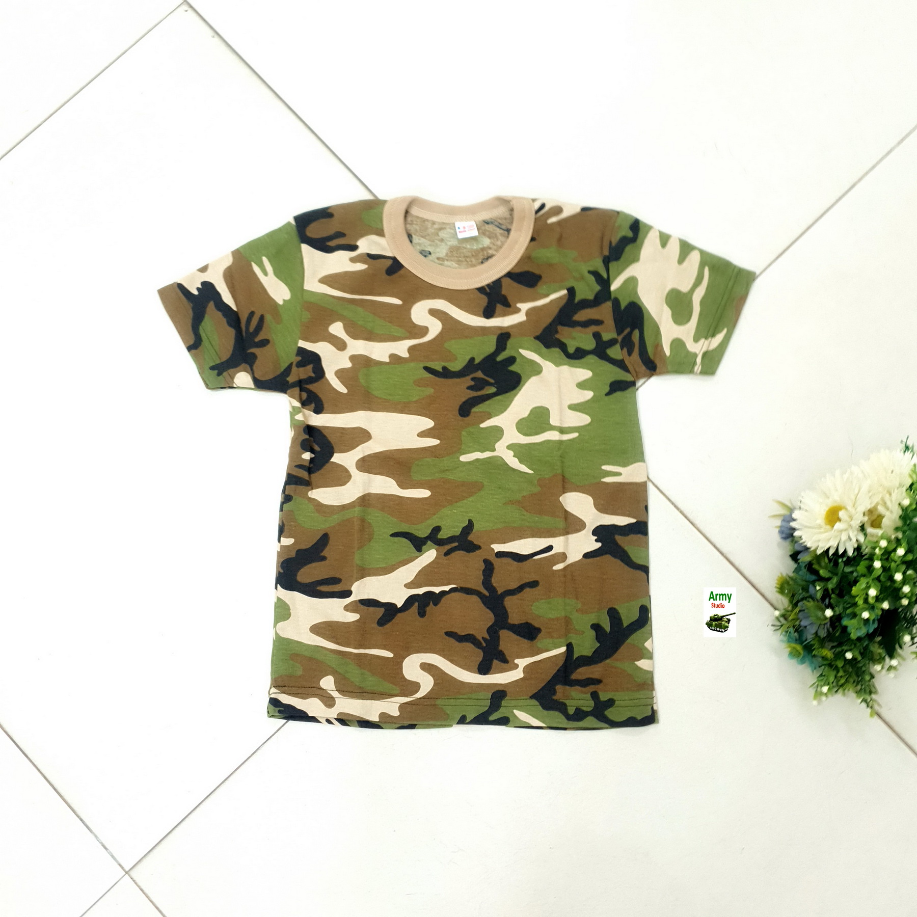 เสื้อยืดคอกลมลายพรางเด็กโต อายุ 4-10 ปี