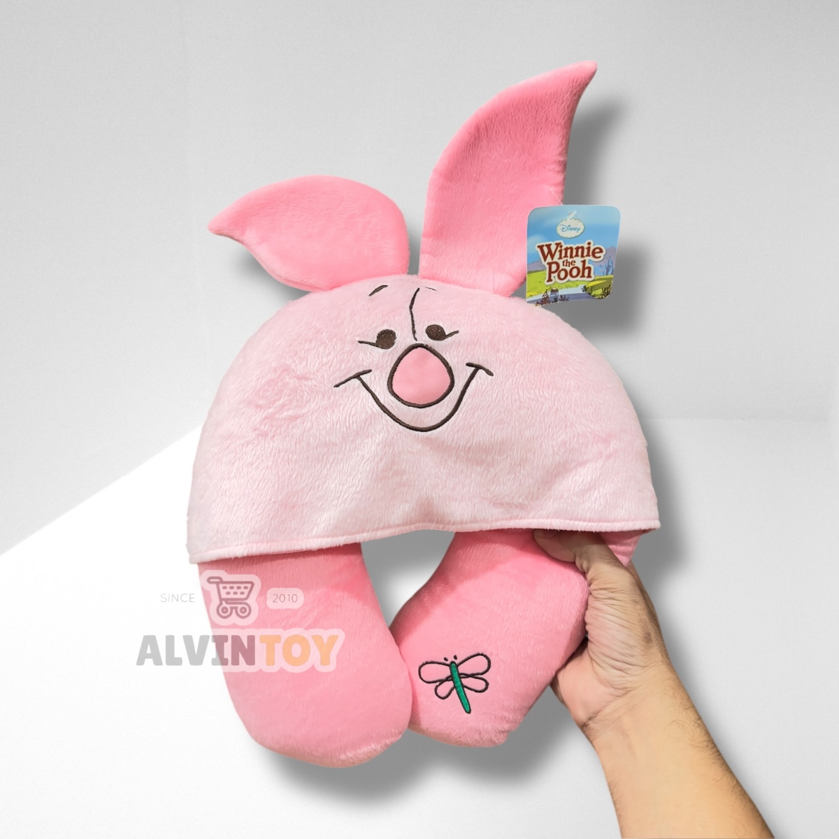 หมอนรองคอรูปตัวยูลายพิกเล็ตมีฮู้ด
