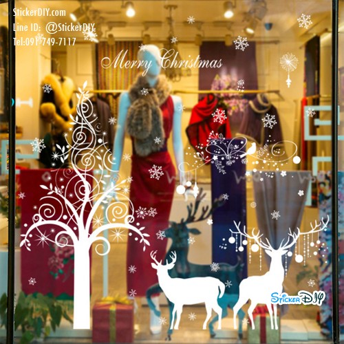 ลดราคา Bigsize Transparent wall sticker สติ๊กเกอร์ติดผนัง Merry Christmas SK2012 (กว้าง210cm.xสูง125cm.)
