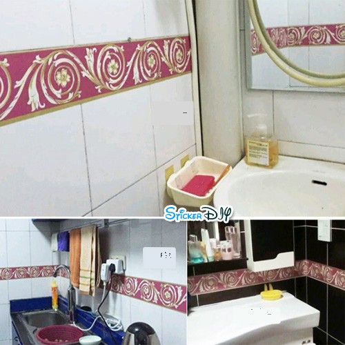 Border Wallpaper sticker วอลเปเปอร์แต่งขอบแบบกาวในตัว ลายหลุยส์A (กว้าง10cm.xยาว10m.)