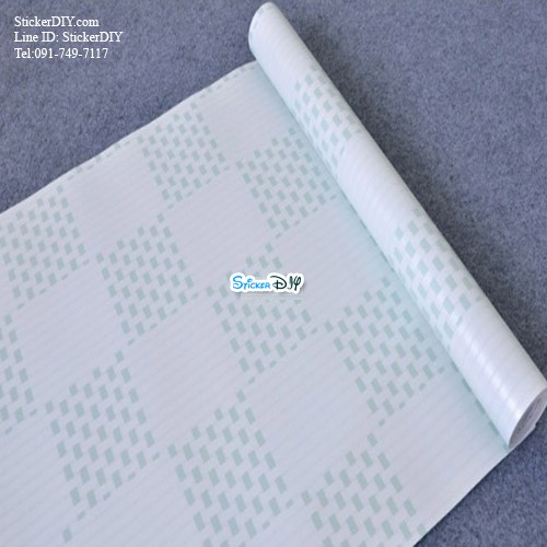 (กว้าง45cm.xยาว10m.)Wallpaper sticker วอลเปเปอร์แบบกาวในตัว ลายตาราง สไตล์H สีเขียว
